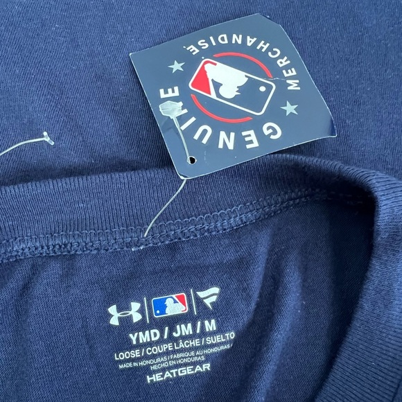 Under Armour Boston Red Sox Mascot  Blue Short Sleeve Tee Heatgear Loose Medium - Picture 3 of 3